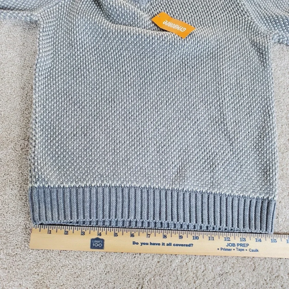 Gymboree Youth Boy's Sweater SZ L 10-12 Gray & White V-neck Long Sleeve NWTG